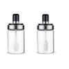 CARTSHOPPER Borosilicate Glass Food Storage Spice Salt Sugar Condiment Jar with Spoon and Olive Oil Bottle with Brush Combo for Kitchen (Transparent)(Set of 2)(250ml) view 1