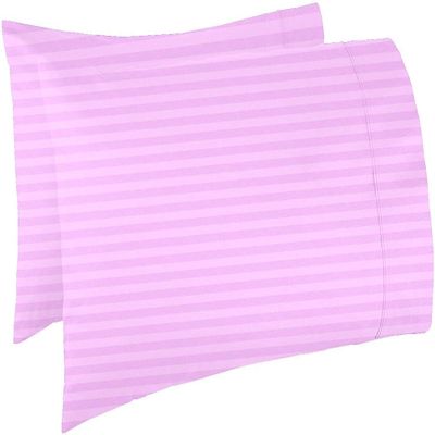 Texlux Cotton Luxurious Striped 2 Piece Sateen Pillow Cover Set, Standard Size, 17 inch x 27 inch- Pink