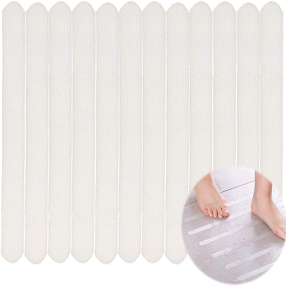 KPNG Bathtub Stickers Non-Slip,Safety Shower Treads Strips,Gritty Textured Slip-Resistant Treads,Bathroom Tubs Showers Strips Anti Skid Tape Mat for Shower,Tub,Steps (Clear) (Pack of 10, White)