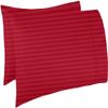 Texlux Cotton Luxurious Striped 2 Piece Sateen Pillow Cover Set, Standard Size, 17 inch x 27 inch- Red view 1