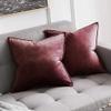 Khooti Decorative Velvet Square Cushion Cover Throw Pillow Cover for Living Room Couch Diwan Single Seater Sofa, Colourful Modern Small 10 x 10 Inches / 25 x 25 cm (Colour - Jam)(Set of 2 Pieces) C2 view 1