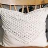 HOMELYVIBES Cotton Macrame Hand-Woven Knitted Square Pillow Cushion Cover with Heart (Off-White, 17X17 Inches) Pack of 1 view 1