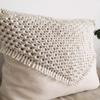HOMELYVIBES Cotton Macrame Hand-Woven Knitted Square Pillow Cushion Cover with Heart (Off-White, 17X17 Inches) Pack of 1 view 2