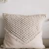 HOMELYVIBES Cotton Macrame Hand-Woven Knitted Square Pillow Cushion Cover with Heart (Off-White, 17X17 Inches) Pack of 1 view 3