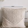HOMELYVIBES Cotton Macrame Hand-Woven Knitted Square Pillow Cushion Cover with Heart (Off-White, 17X17 Inches) Pack of 1 view 4