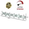 Quality Plus -Exclusive Extra Long 40 cm Brass 6 Pin Metal Bathroom Cloth Hooks Hanger Door Wall Robe Hooks Rail for Hanging Keys,Clothes,Towel (2, Chrome) view 2