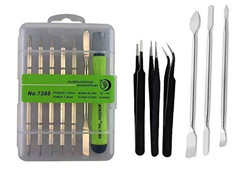 Wroughton 12 IN 1 Screwdriver Mobile repairing Tools Set for iPhone Android Mobile, Laptop, PC and MacBook Devices With 3 Pcs Steel Openers and 3 ESD Non-Magnetic Tweezers- Straight, Flat & Curved