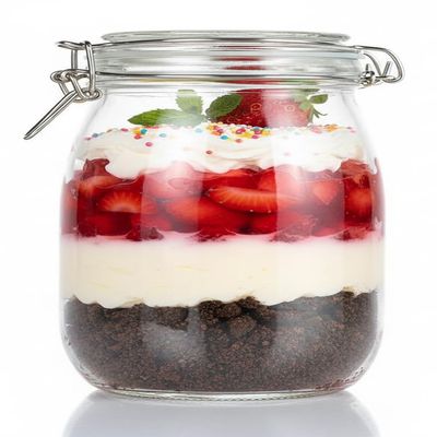 STAR WORK Glass Jars With Airtight Lids & Leak Proof Rubber Gasket,Large Wide Mouth Mason Jars With Buckle Lids For Kitchen Canisters 1500Ml,Big Glass Storage Containers (Pack Of 1,Round),Transparent