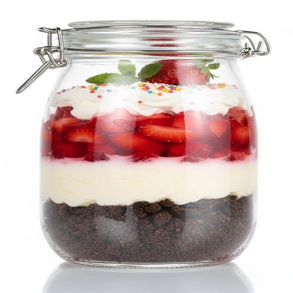 STAR WORK Glass Jars With Airtight Lids & Leak Proof Rubber Gasket,Large Wide Mouth Mason Jars With Buckle Lids For Kitchen Canisters 1500Ml,Big Glass Storage Containers (Pack Of 1,Round),Transparent