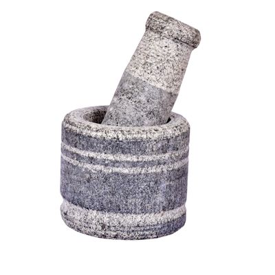EZAHK Mortar and Pestle Set for Spices, Okhli Masher, Khalbatta, Kharal, Mixer, Natural & Traditional Grinder and Musal, Well Design for Kitchen, Home, Herb (4 in)