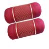 HSR Collection 100% Cotton Embroidered Stone Designed Bolster Cover - Set of 4, Beige & Maroon view 3