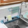 Vroxy Plastic Expandable Kitchen Telescopic Sink Sponge Brush Soap Drying Basket Rack with Towel Bar (Multicolour) view 1