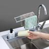 Vroxy Plastic Expandable Kitchen Telescopic Sink Sponge Brush Soap Drying Basket Rack with Towel Bar (Multicolour) view 2
