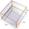 Ruhi Collections Square Glass Vanity Tray with Brass Rim and Mirror Base (6 x 6 x 1.25 Inches) view 3