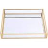Ruhi Collections Square Glass Vanity Tray with Brass Rim and Mirror Base (6 x 6 x 1.25 Inches) view 4