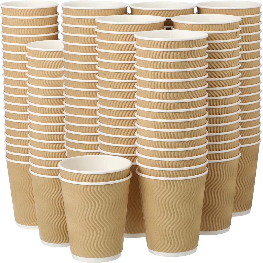 EOS- BUILDING TRUST Disposable Ripple Paper Cup for Hot Coffee/Drinks for Party (200 ml, 100 Pc)