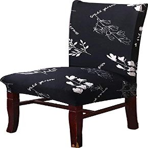 Styleys Elastic Classic Chair Cover Stretch Removable Washable Short Dining Chair Cover Protector Seat Slipcover (Chair Cover, SLMC162 Black/White Bud) ,Polyester;Polyester Blend