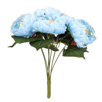 Tied Ribbons Artificial Peony Flowers For Vase (42 Cm, Blue) Decorative Items For Home Living Room Corner Table Top Bedroom Wedding Decoartion (Pot Not Included) - Polyester