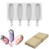 HEET Ice Cream Mould Popsicle, Silicone Easy Cream Ice Pop Molds Cakesicle Homemade Popsicle Wooden Sticks DIY Ice Cream, 4-Cavity view 1