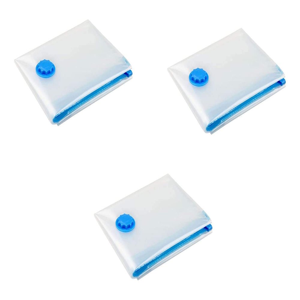 Wolblix Vacuum Storage Reusable Bags without Pump for Bedding, Comforter, Pillows, Towel, Blanket, Clothes (Set Of 3) (60 X 80)