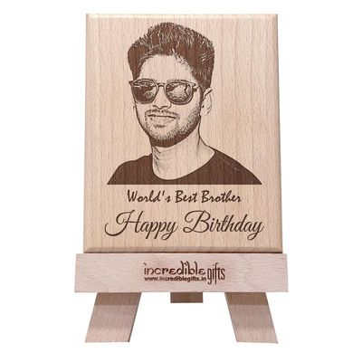 GFTBX Personalized Engraved Wooden Frame For Brother with Photo and Message (5x4 Inches, Wood), Tabletop Rectangular