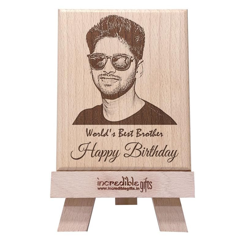 GFTBX Personalized Engraved Wooden Frame For Brother with Photo and Message (5x4 Inches, Wood), Tabletop Rectangular