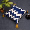 Decoghar Blue Handmade Bohemian Embroidered Throw Pillow Cover | Square Cushion Cover for Living Rooms, Bedrooms, and Offices | 16x16 Inch | Pack of 1 view 1