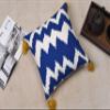 Decoghar Blue Handmade Bohemian Embroidered Throw Pillow Cover | Square Cushion Cover for Living Rooms, Bedrooms, and Offices | 16x16 Inch | Pack of 1 view 2